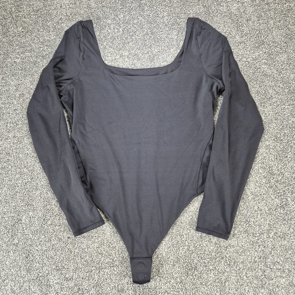Lululemon Wundermost Ultra-Soft Nulu Square-Neck‎ Long-Sleeve Bodysuit XL Black